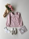 Pembe-Bordo Çiçekli Bebe Yaka Kız Çocuk Poplin Bluz