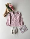 Pembe-Bordo Çiçekli Bebe Yaka Kız Çocuk Poplin Bluz