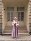 Pembe-Bordo Çiçekli Poplin Etek