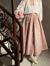 Pembe-Bordo Çiçekli Poplin Etek