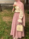 Pembe-Bordo Çiçekli Poplin Etek