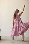 PEMBE ÇİÇEKLİ KAT KAT ANNE KIZ KOMBİNİ