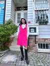 Pembe Kaşe Kısa Jile Elbise