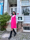 Pembe Kaşe Kısa Jile Elbise
