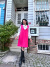 Pembe Kaşe Kısa Jile Elbise