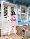 Pembe Küçük Çiçekli Bebe Yaka Uzun Poplin Tunik