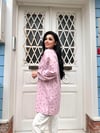 Pembe Küçük Çiçekli Bebe Yaka Uzun Poplin Tunik