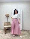 Pembe-Mor Çiçekli Kloş Etek