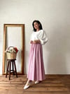 Pembe-Mor Çiçekli Kloş Poplin Etek