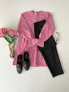 Pembe Poplin Fırfır Yakalı Tunik