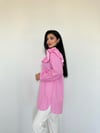 Pembe Puantiyeli Fırfırlı Uzun Poplin Tunik