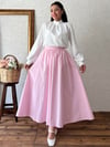 Pembe Puantiyeli Kloş Poplin Etek