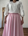 Pembe Puantiyeli Kloş Poplin Etek