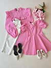 Pembe Puantiyeli Tunik ve Pembe Puantiyeli Yakalı Poplin Kız Çocuk Elbise