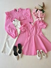 Pembe Puantiyeli Tunik ve Pembe Puantiyeli Yakalı Poplin Kız Çocuk Elbise