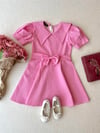 Pembe Puantiyeli Tunik ve Pembe Puantiyeli Yakalı Poplin Kız Çocuk Elbise
