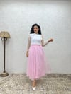 Pembe Tüllü Simli Etek