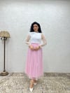 Pembe Tüllü Simli Etek