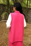 Pembe Uzun Kaşe Yelek