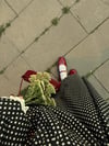 Pileli Siyah Puantiyeli Poplin Uzun Kadın Elbise