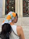 Portakal Desenli Dantel Detaylı Poplin Bandana
