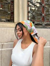 Portakal Desenli Dantel Detaylı Poplin Bandana