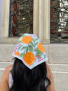 Portakal Desenli Dantel Detaylı Poplin Bandana