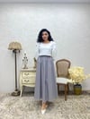 Puantiyeli Gri Renk Kloş Poplin Etek