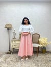 Pudra Puantiyeli Kloş Poplin Etek