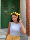 Sarı Poplin Bağlama Detaylı Bandana