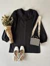 Siyah Bebe Yaka Poplin Tunik