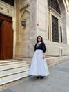 Siyah-Beyaz Puantiyeli Gabardin Etek