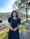 Siyah Karpuz Kol Kloş Midi Boy Elbise