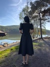 Siyah Karpuz Kol Kloş Midi Boy Elbise
