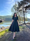 Siyah Karpuz Kol Kloş Midi Boy Elbise
