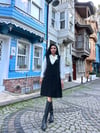 Siyah Kaşe Kısa Jile Elbise