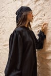 Siyah Püsküllü Keten Bandana