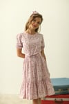 SOFT PEMBE ÇİÇEKLİ KADIN ELBİSE
