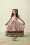 SOFT PEMBE ÇİÇEKLİ KIZ ÇOCUK ELBİSE