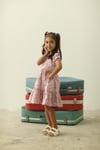 SOFT PEMBE ÇİÇEKLİ KIZ ÇOCUK ELBİSE