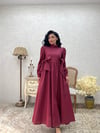 Tesettür Bordo Fiyonklu Uzun Poplin Kloş