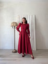 Tesettür Bordo Kloş Poplin Elbise