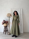 Tesettür Haki Yeşil Kloş Poplin Elbise