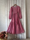 Tesettür Pembe Çıtır Poplin Kat-Kat Elbise