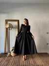 Tesettür Siyah Kloş Poplin Elbise