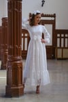 Tesettür Vintage Beyaz Dantelli Elbise