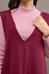 Uzun Bordo Kaşe Jile Elbise