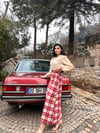 Uzun Bordo Pamuklu Kışlık Ekose Etek