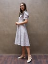 Vintage Büyük Yakalı Mavi-Bordo Çiçekli Anne-Kız Kombini