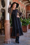 Vintage Siyah Dantelli Elbise